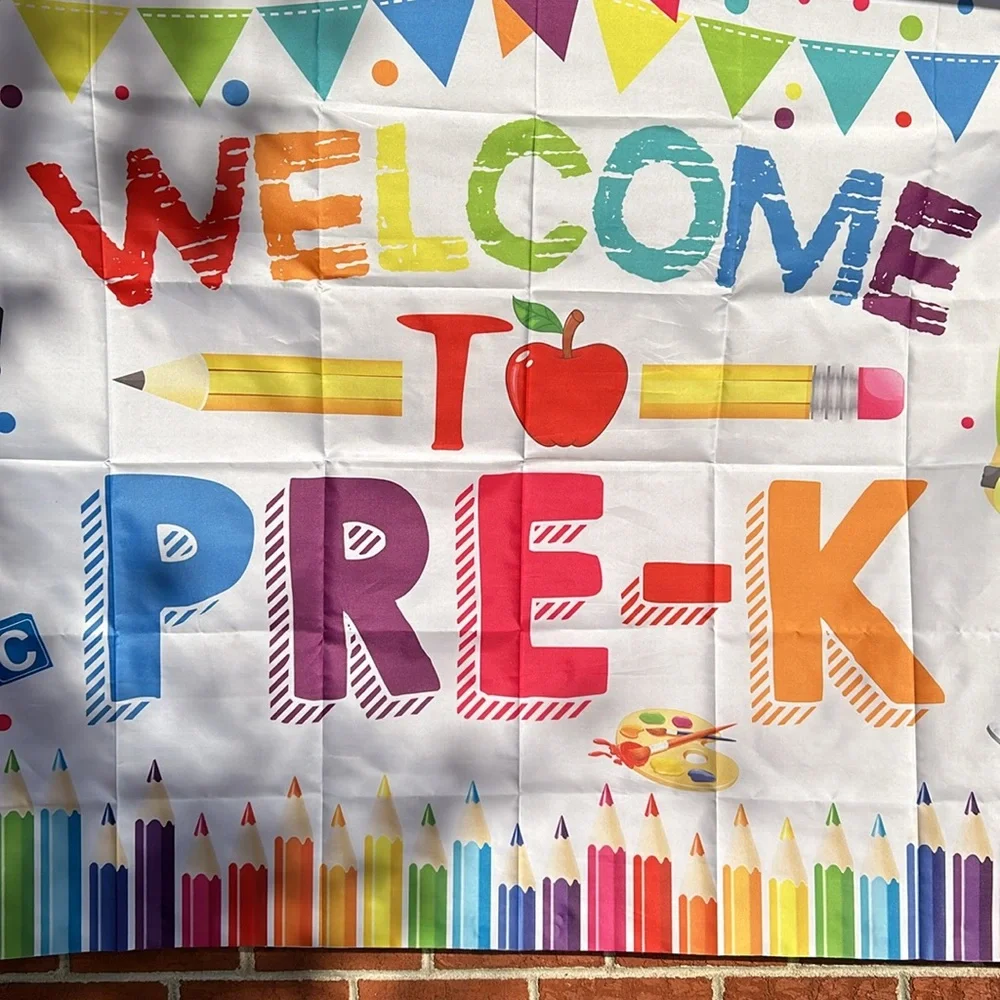 Welcome to Pre-K background,6 x 4, red, green, orange, yellow blue